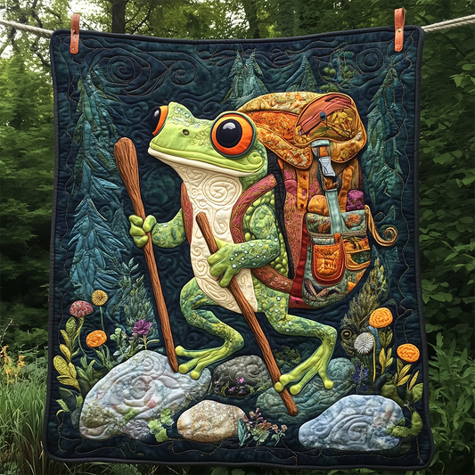 Hiking Frog Quilted Blanket GFTOTL2347