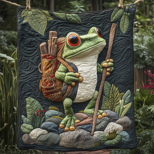 Hiking Frog Quilted Blanket GFTOTL2348