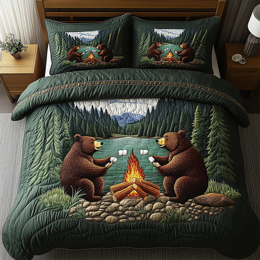 Camping Bear 3-Piece Quilted Bedding Set GFTOTL2371