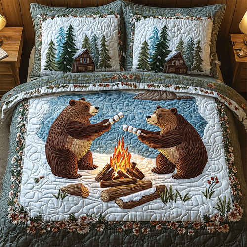 Camping Bear 3-Piece Quilted Bedding Set GFTOTL2372