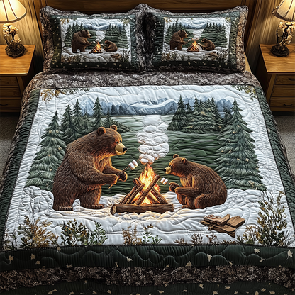 Camping Bear 3-Piece Quilted Bedding Set GFTOTL2374