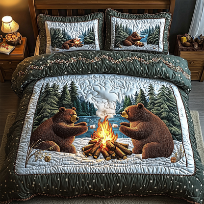 Camping Bear 3-Piece Quilted Bedding Set GFTOTL2375