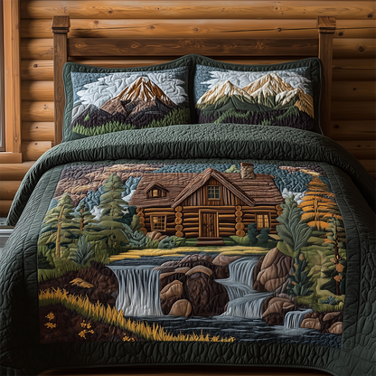 Cabin in Woods 3-Piece Quilted Bedding Set GFTOTL2377