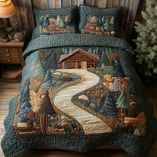 Cabin in Woods 3-Piece Quilted Bedding Set GFTOTL2383