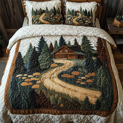 Cabin in Woods 3-Piece Quilted Bedding Set GFTOTL2384