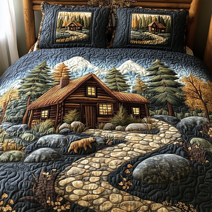 Cabin in Woods 3-Piece Quilted Bedding Set GFTOTL2385