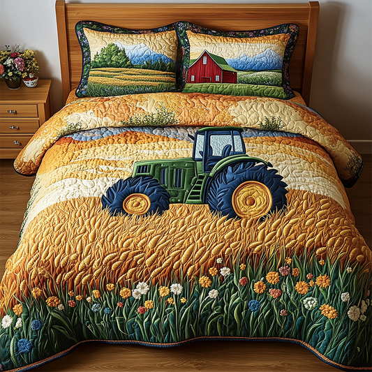 Tractor 3-Piece Quilted Bedding Set GFTOTL2407
