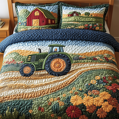 Tractor 3-Piece Quilted Bedding Set GFTOTL2408