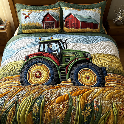 Tractor 3-Piece Quilted Bedding Set GFTOTL2409