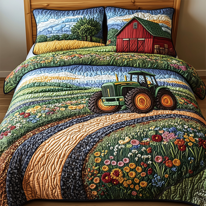 Tractor 3-Piece Quilted Bedding Set GFTOTL2411