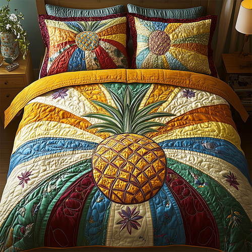 Pineapple 3-Piece Quilted Bedding Set GFTOTL2478