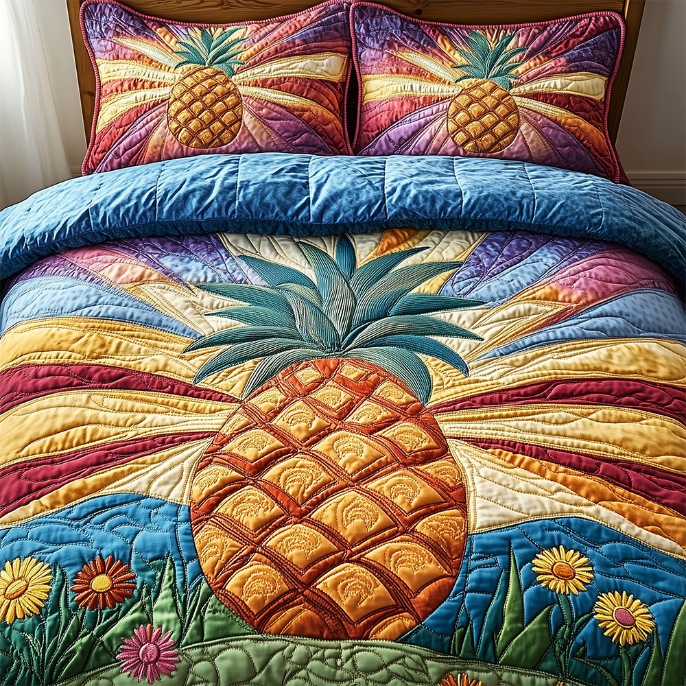 Pineapple 3-Piece Quilted Bedding Set GFTOTL2479