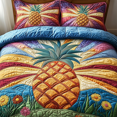 Pineapple 3-Piece Quilted Bedding Set GFTOTL2479