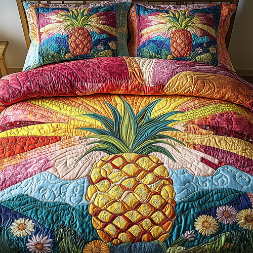 Pineapple 3-Piece Quilted Bedding Set GFTOTL2480