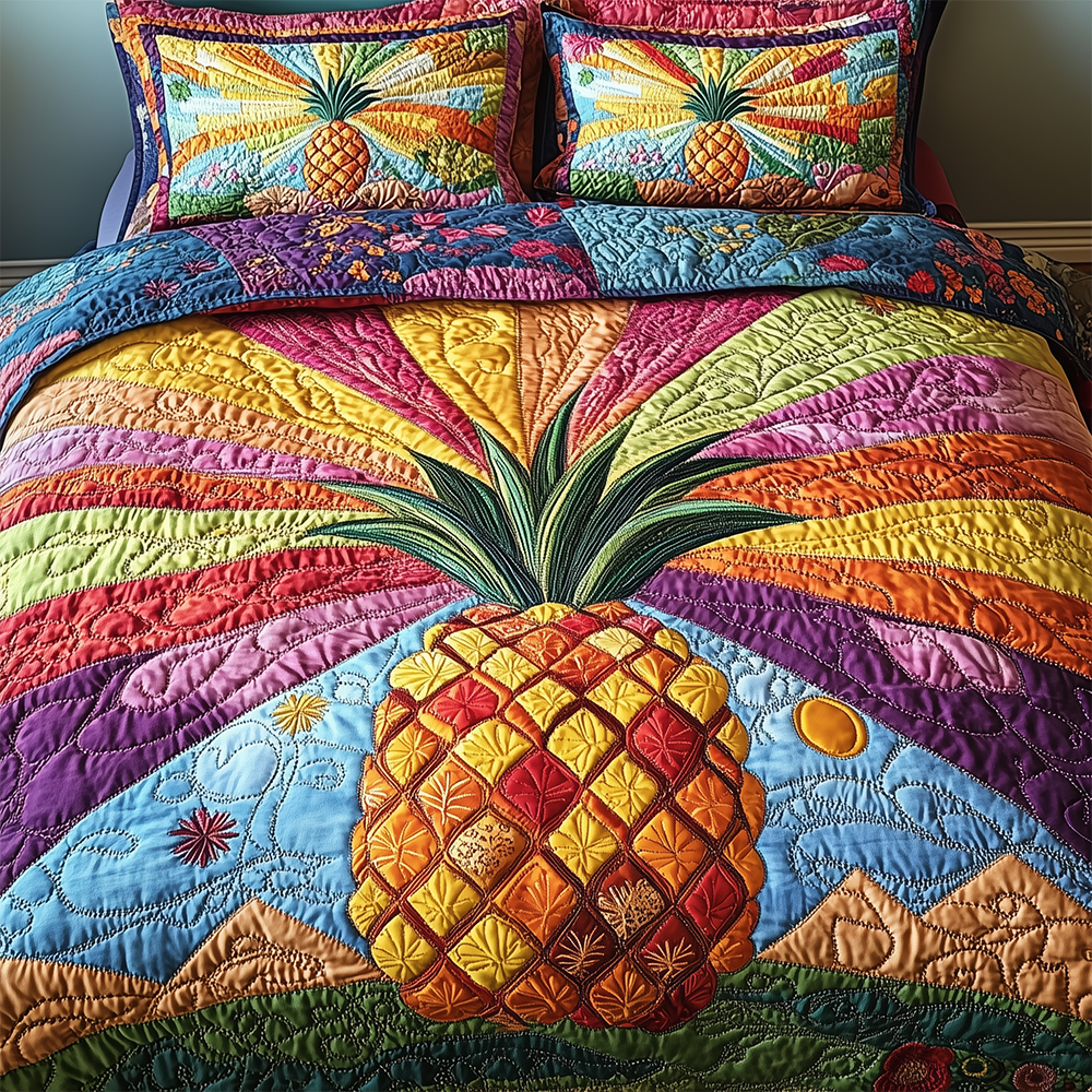 Pineapple 3-Piece Quilted Bedding Set GFTOTL2481
