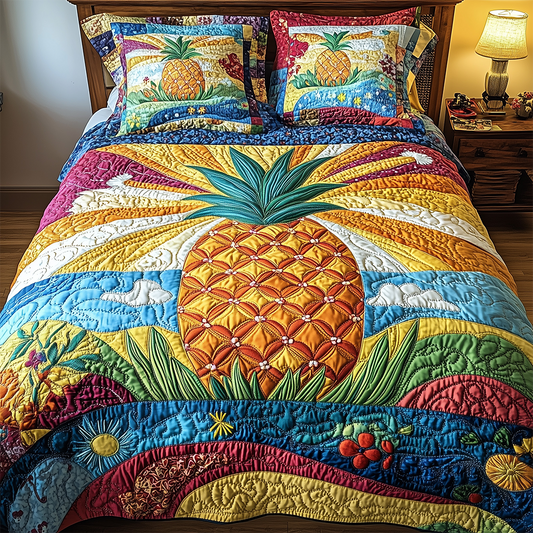 Pineapple 3-Piece Quilted Bedding Set GFTOTL2483