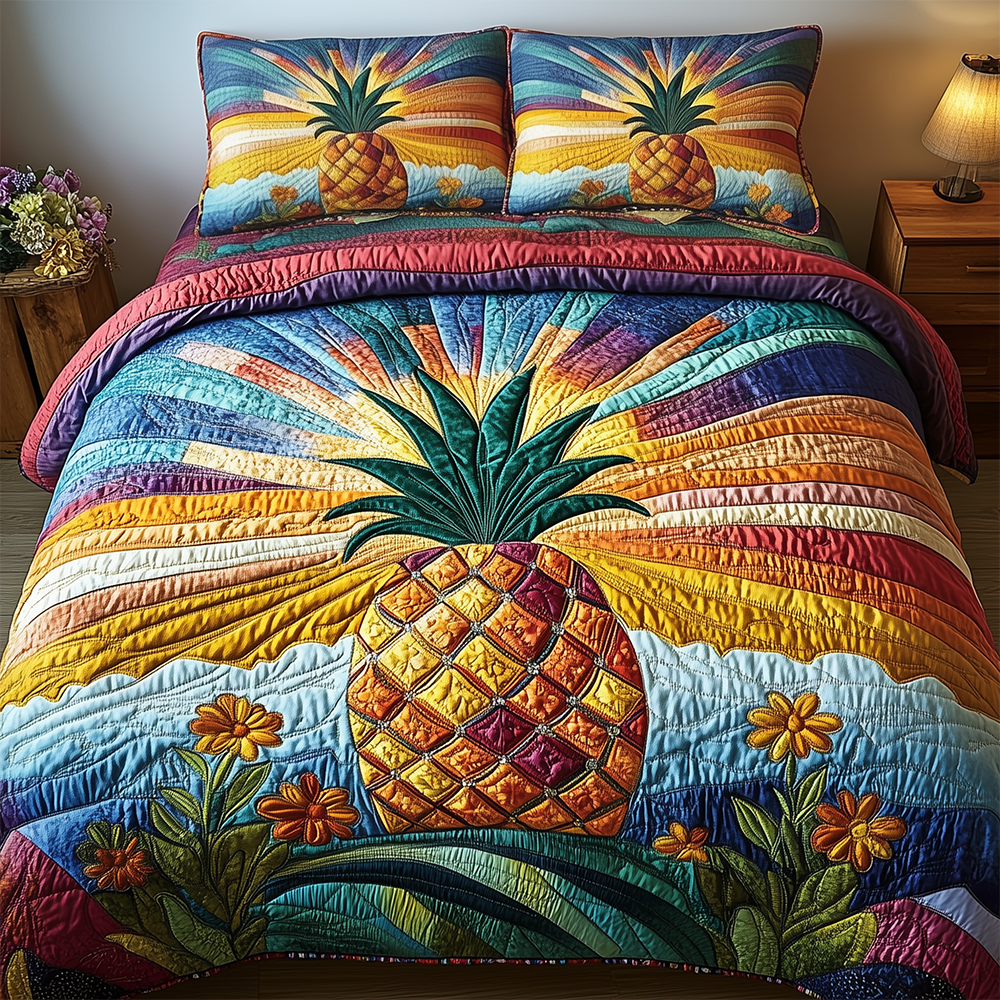Pineapple 3-Piece Quilted Bedding Set GFTOTL2485