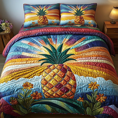 Pineapple 3-Piece Quilted Bedding Set GFTOTL2485