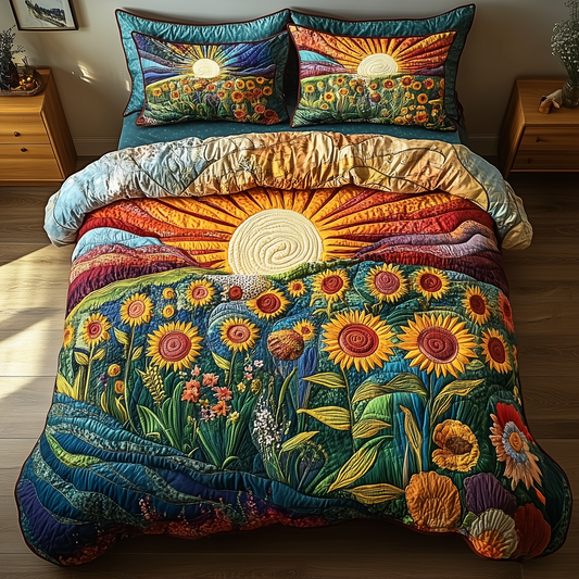 Sunflower Deity 3-Piece Quilted Bedding Set GFTOTL2493