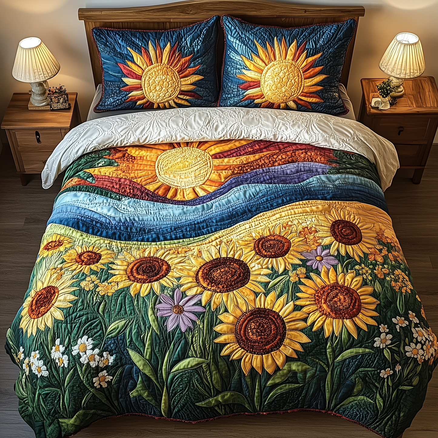Sunflower Deity 3-Piece Quilted Bedding Set GFTOTL2494