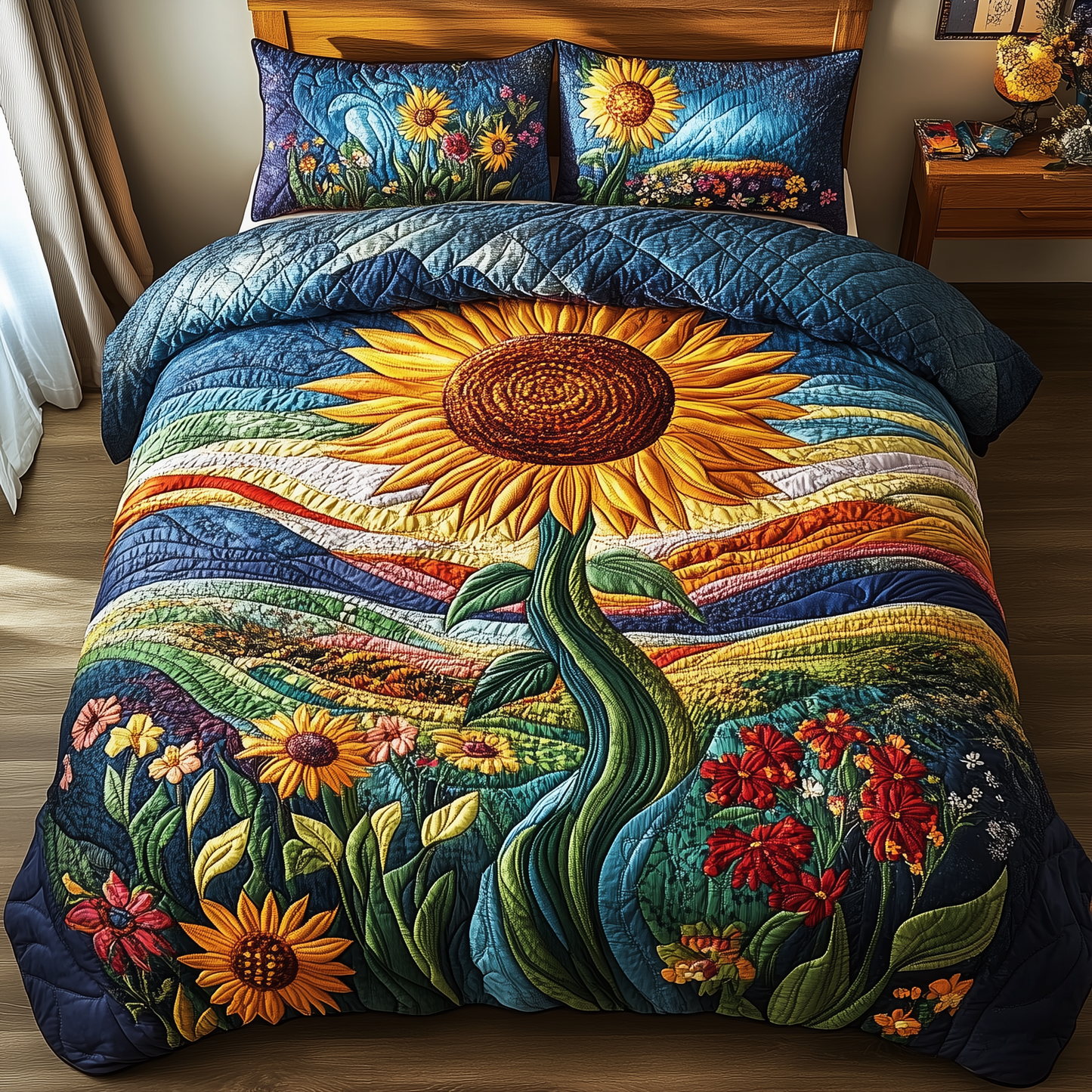 Sunflower Deity 3-Piece Quilted Bedding Set GFTOTL2495