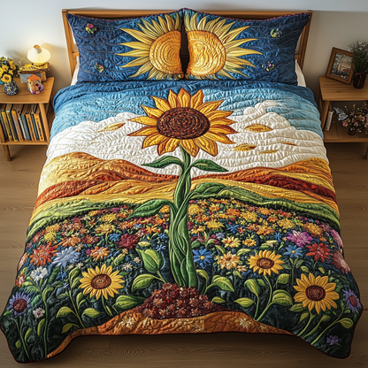 Sunflower Deity 3-Piece Quilted Bedding Set GFTOTL2496