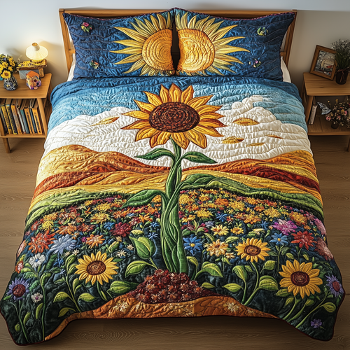 Sunflower Deity 3-Piece Quilted Bedding Set GFTOTL2496