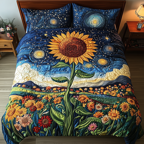 Sunflower Deity 3-Piece Quilted Bedding Set GFTOTL2499