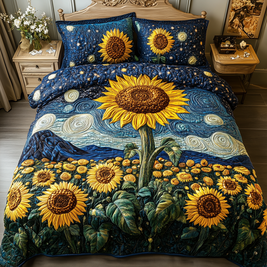 Sunflower Deity 3-Piece Quilted Bedding Set GFTOTL2501