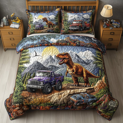 Dinosaur Big Truck 3-Piece Quilted Bedding Set GFTOTL2533