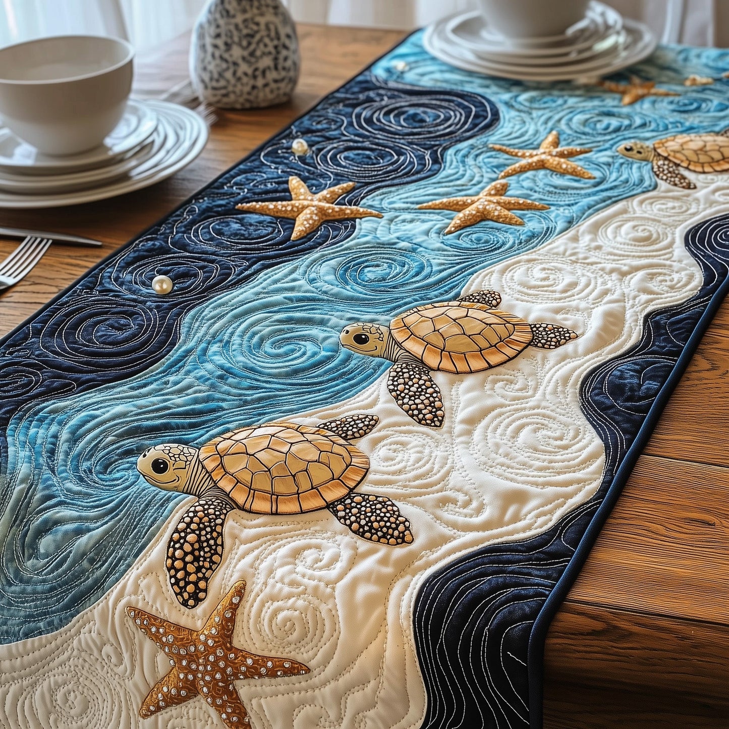 Magical Sea Turtle Quilted Table Runner GFTOTL2543