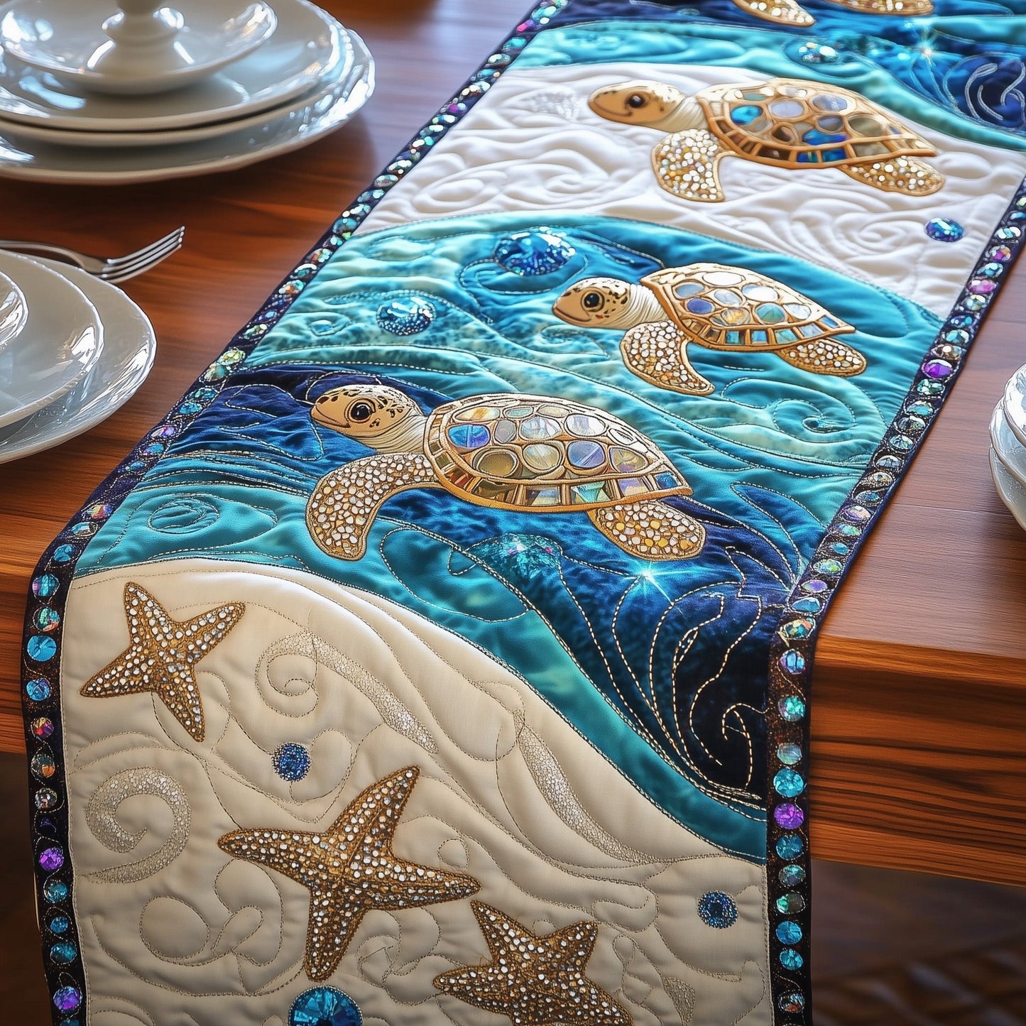 Magical Sea Turtle Quilted Table Runner GFTOTL2544