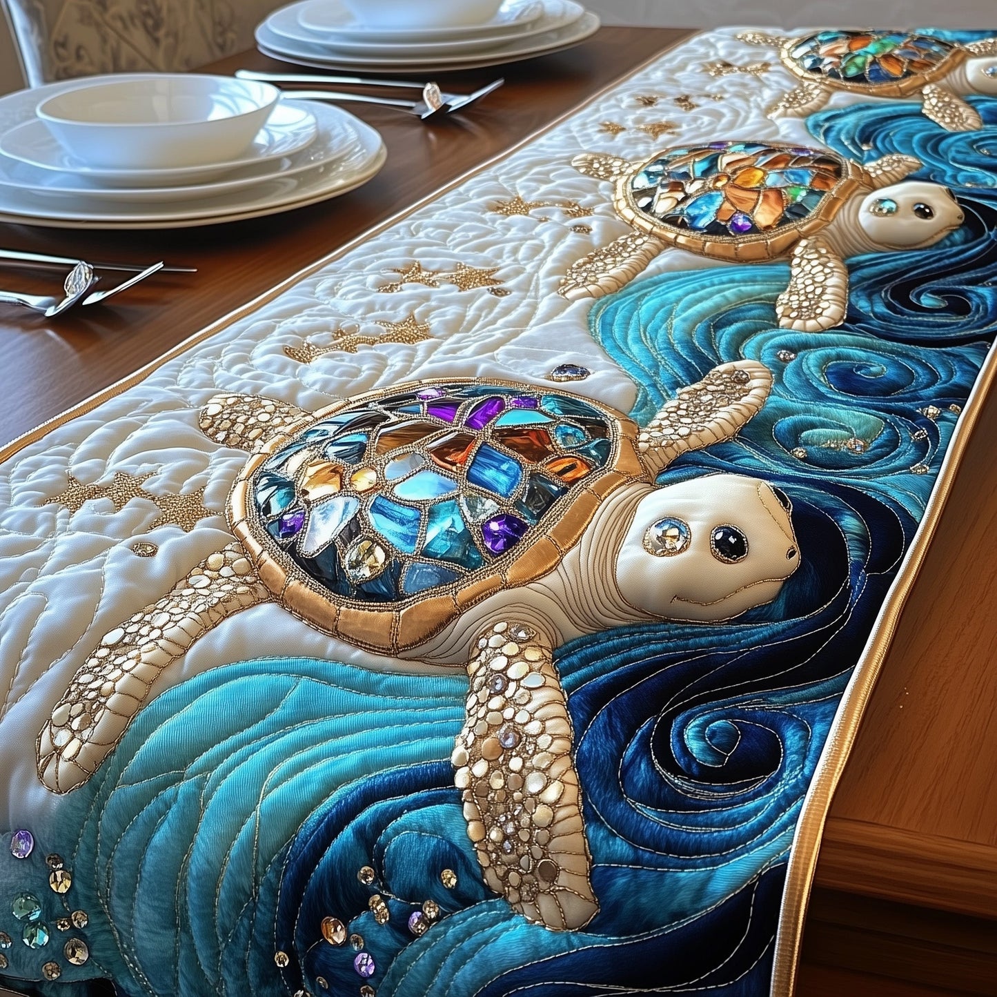 Magical Sea Turtle Quilted Table Runner GFTOTL2545