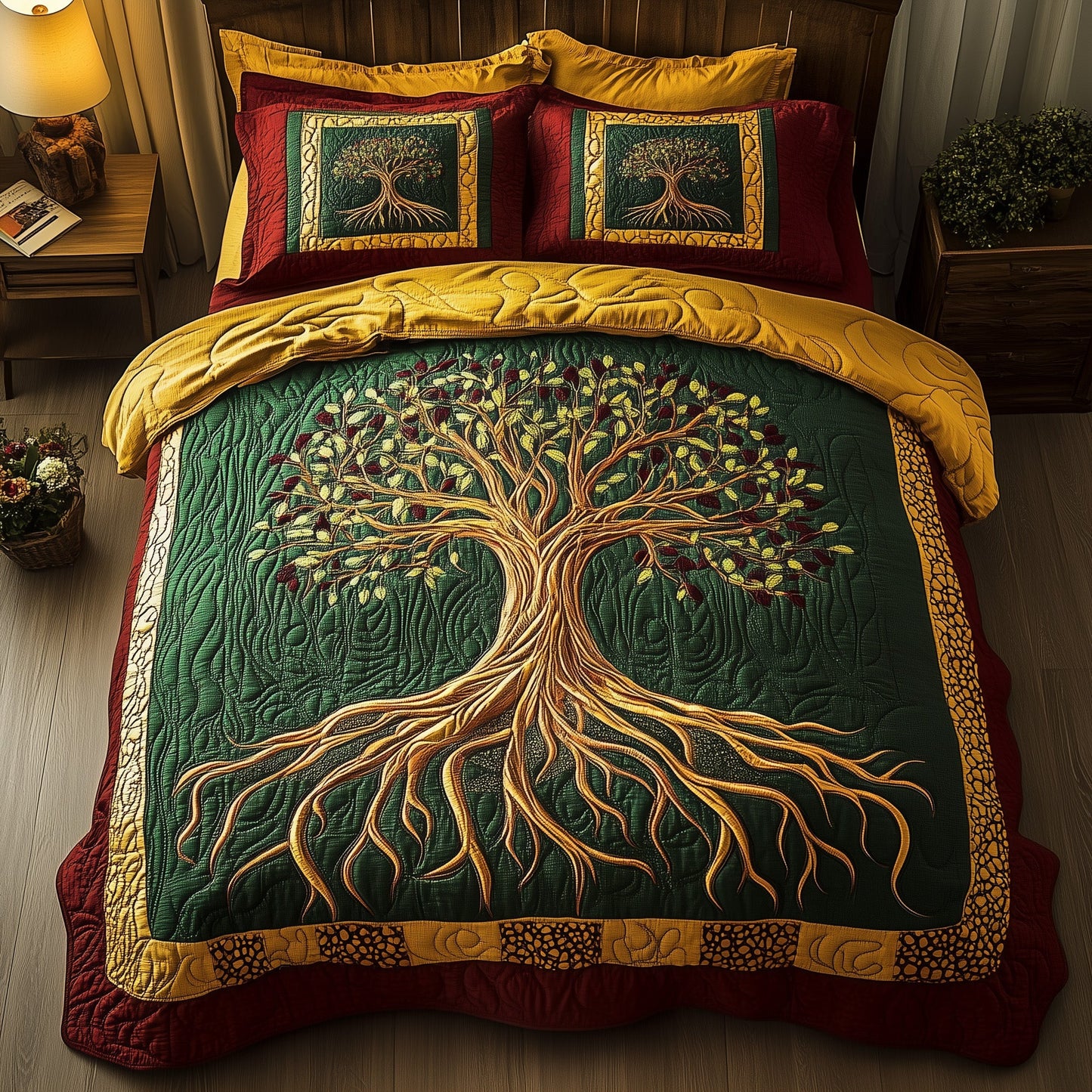 Black History Tree 3-Piece Quilted Bedding Set GFTOTL2551