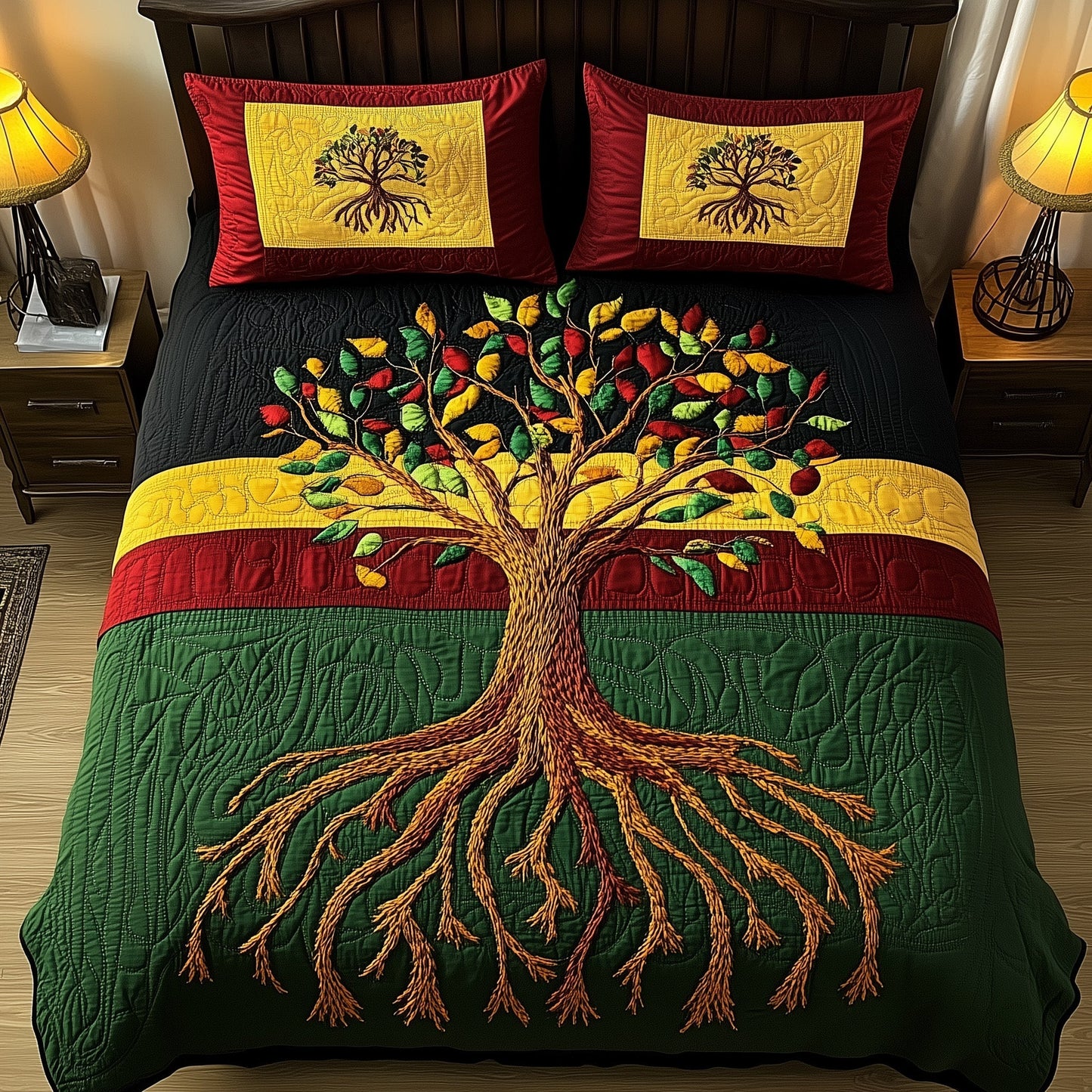 Black History Tree 3-Piece Quilted Bedding Set GFTOTL2552