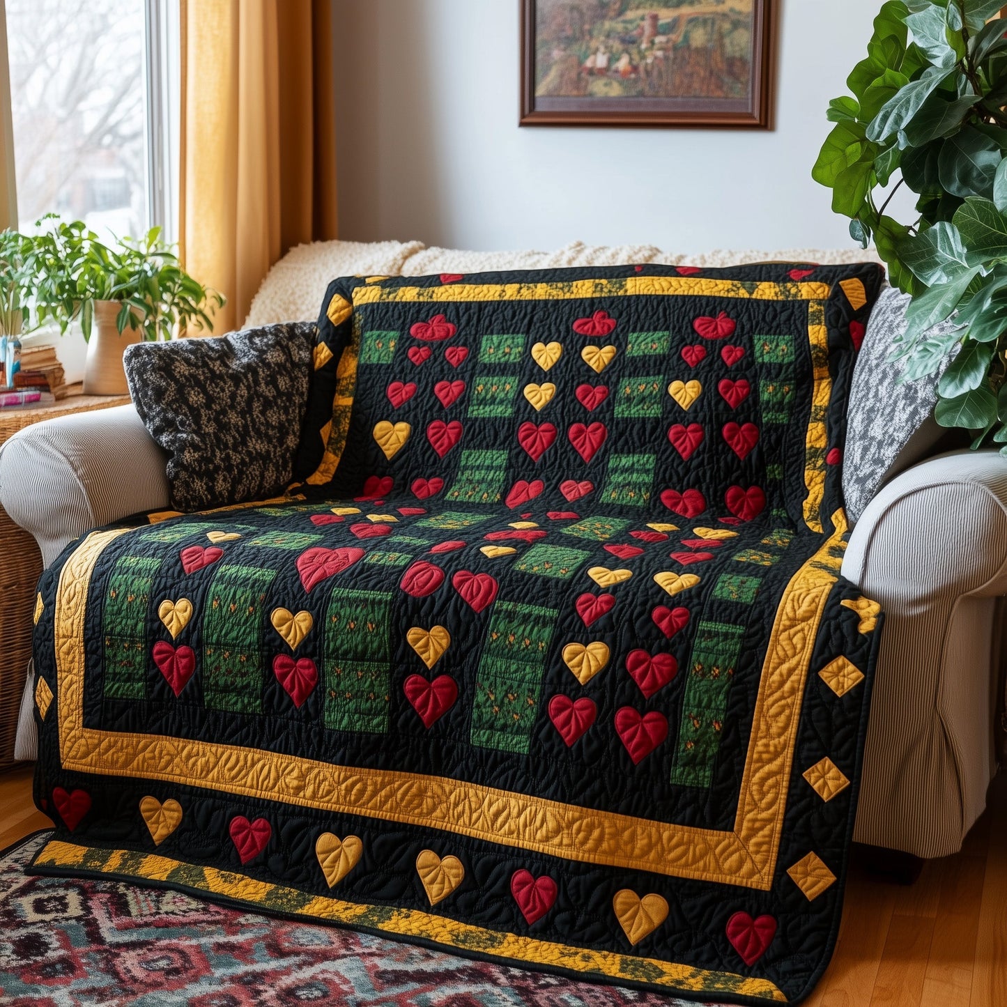 Black History Heart Quilted Blanket GFTOTL2563