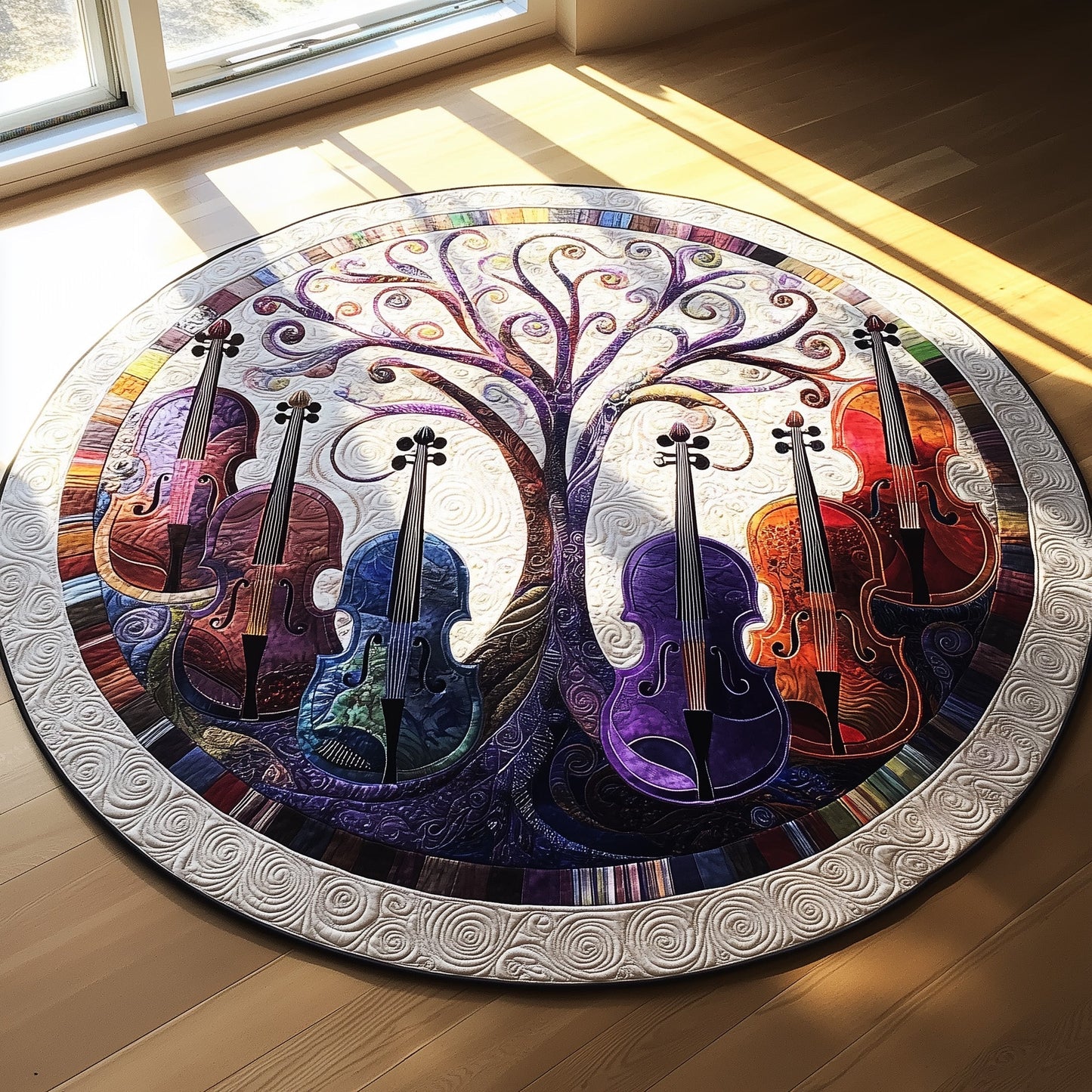 Vivid Purple Violins Quilted Round Mat GFTOTL2576