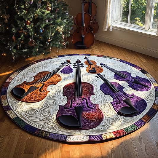 Vivid Purple Violins Quilted Round Mat GFTOTL2578