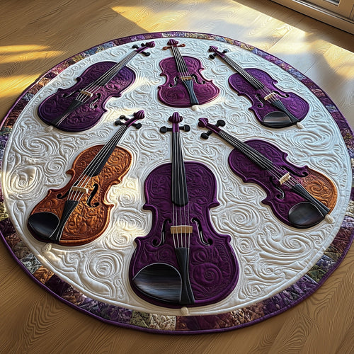 Vivid Purple Violins Quilted Round Mat GFTOTL2579