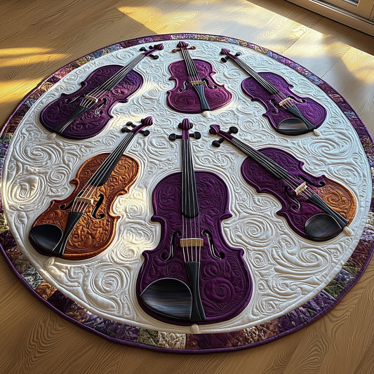 Vivid Purple Violins Quilted Round Mat GFTOTL2579