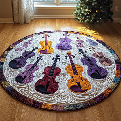 Vivid Purple Violins Quilted Round Mat GFTOTL2580