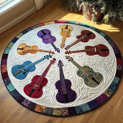 Vivid Purple Violins Quilted Round Mat GFTOTL2582