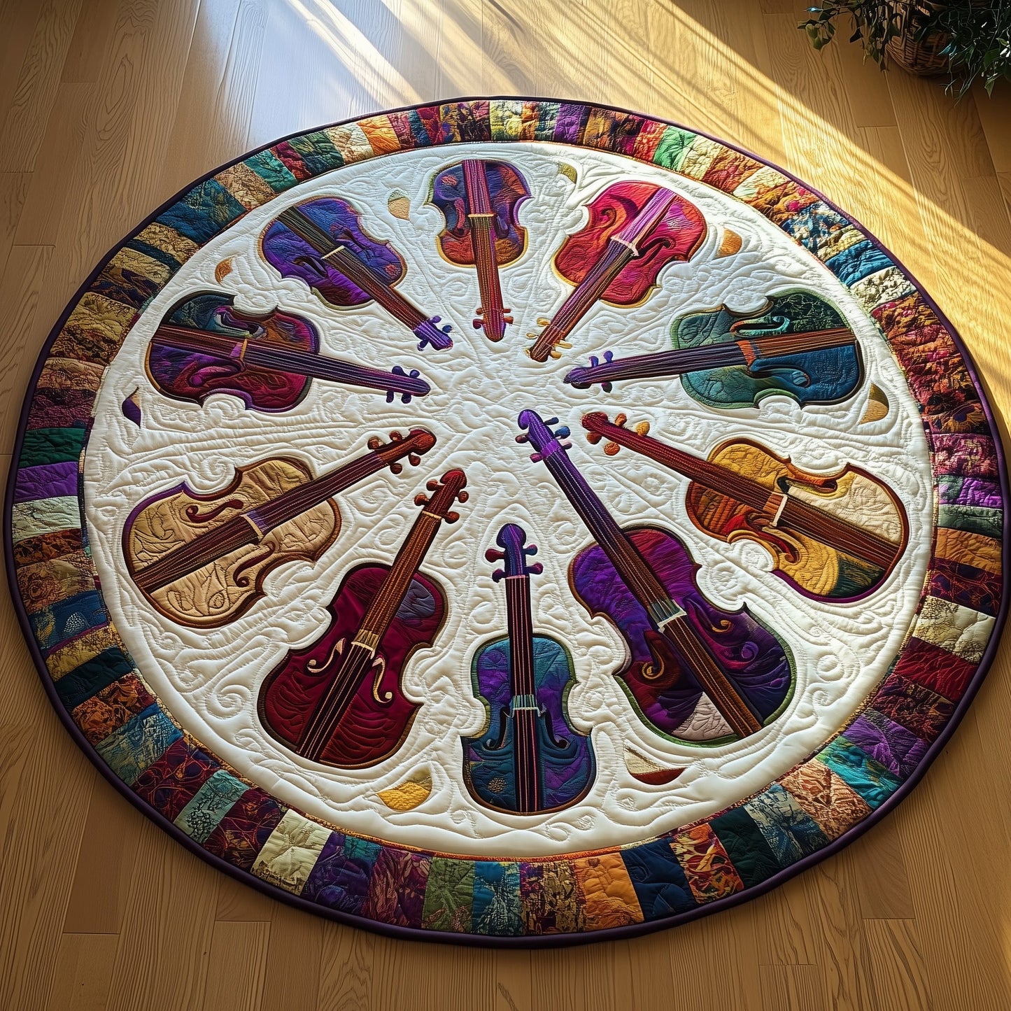 Vivid Purple Violins Quilted Round Mat GFTOTL2583