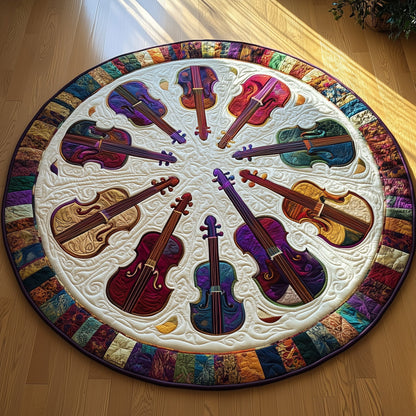 Vivid Purple Violins Quilted Round Mat GFTOTL2583