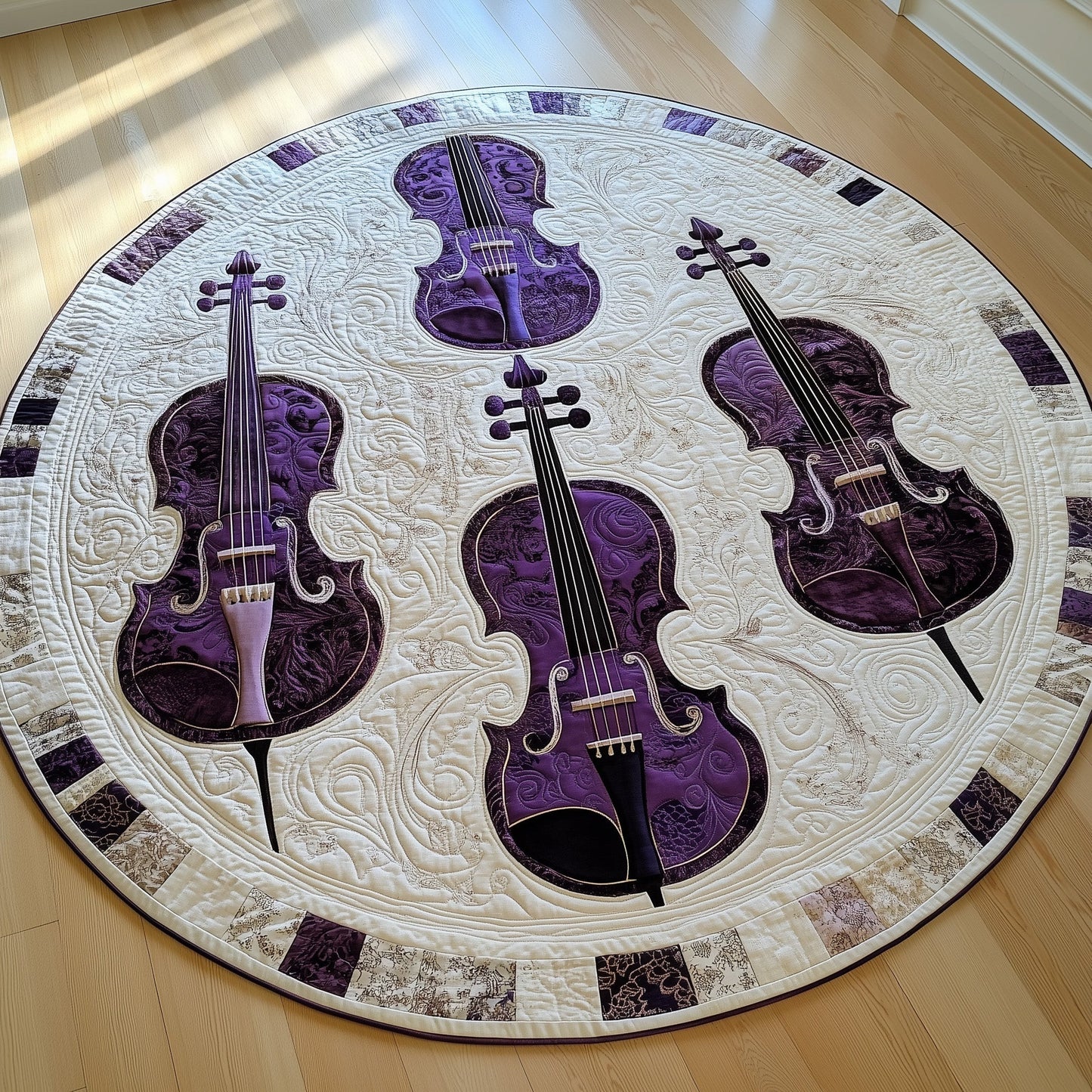 Vivid Purple Violins Quilted Round Mat GFTOTL2584