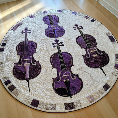 Vivid Purple Violins Quilted Round Mat GFTOTL2584