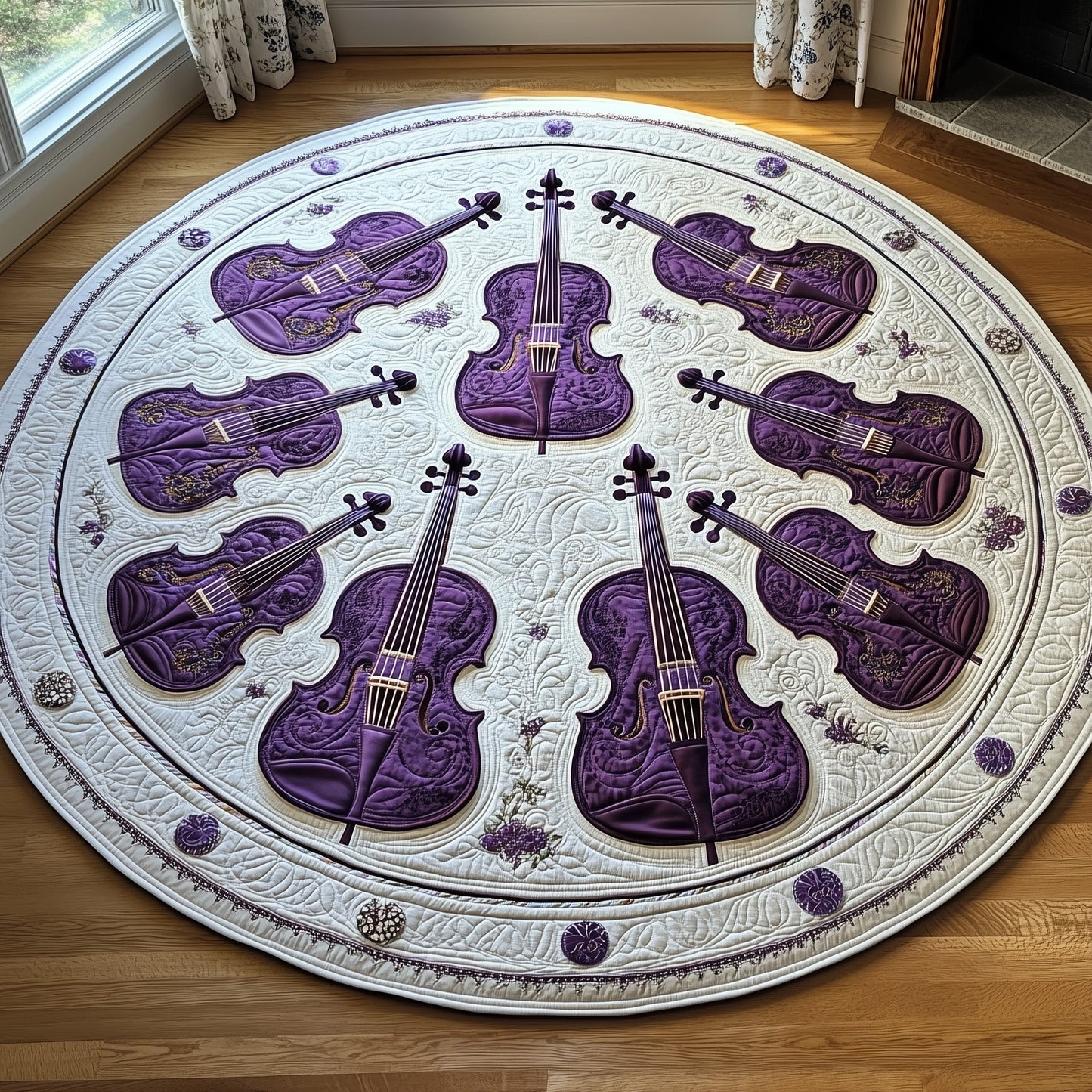 Vivid Purple Violins Quilted Round Mat GFTOTL2585