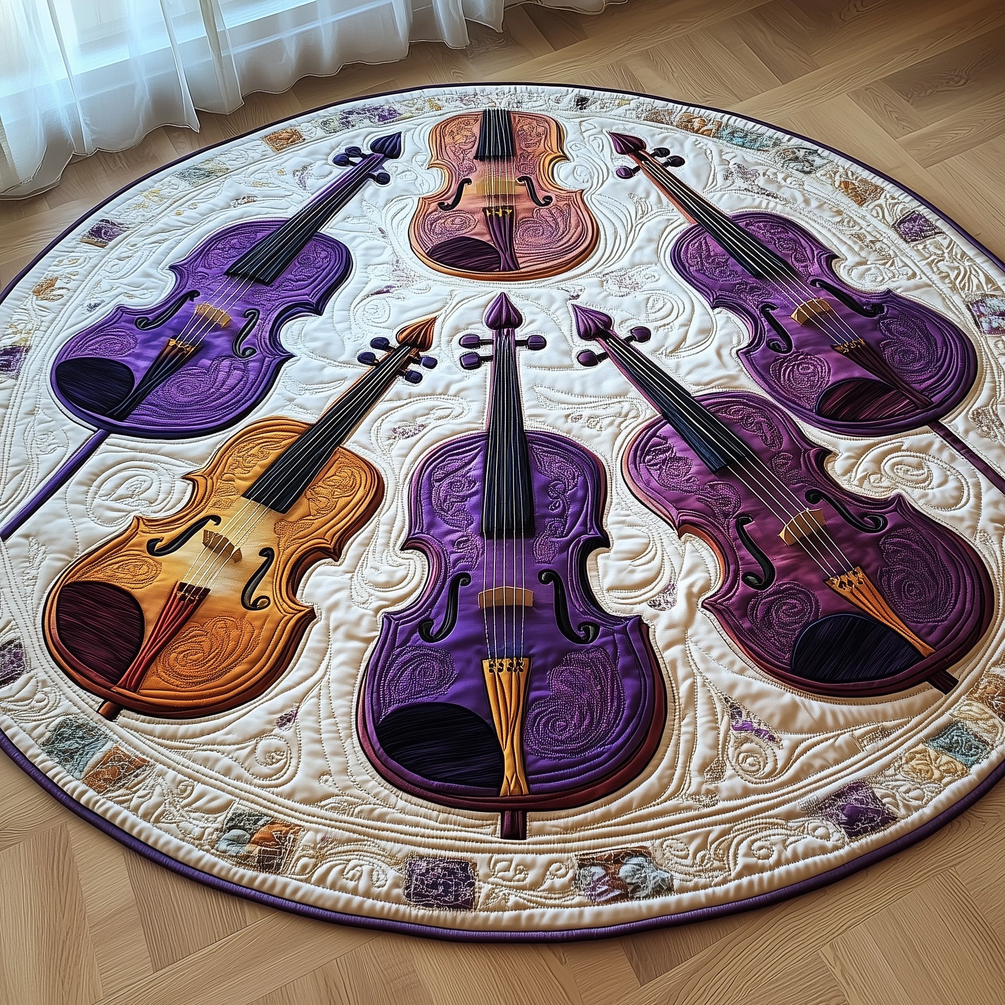 Vivid Purple Violins Quilted Round Mat GFTOTL2587 – Patchique Store