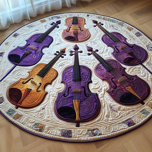 Vivid Purple Violins Quilted Round Mat GFTOTL2587