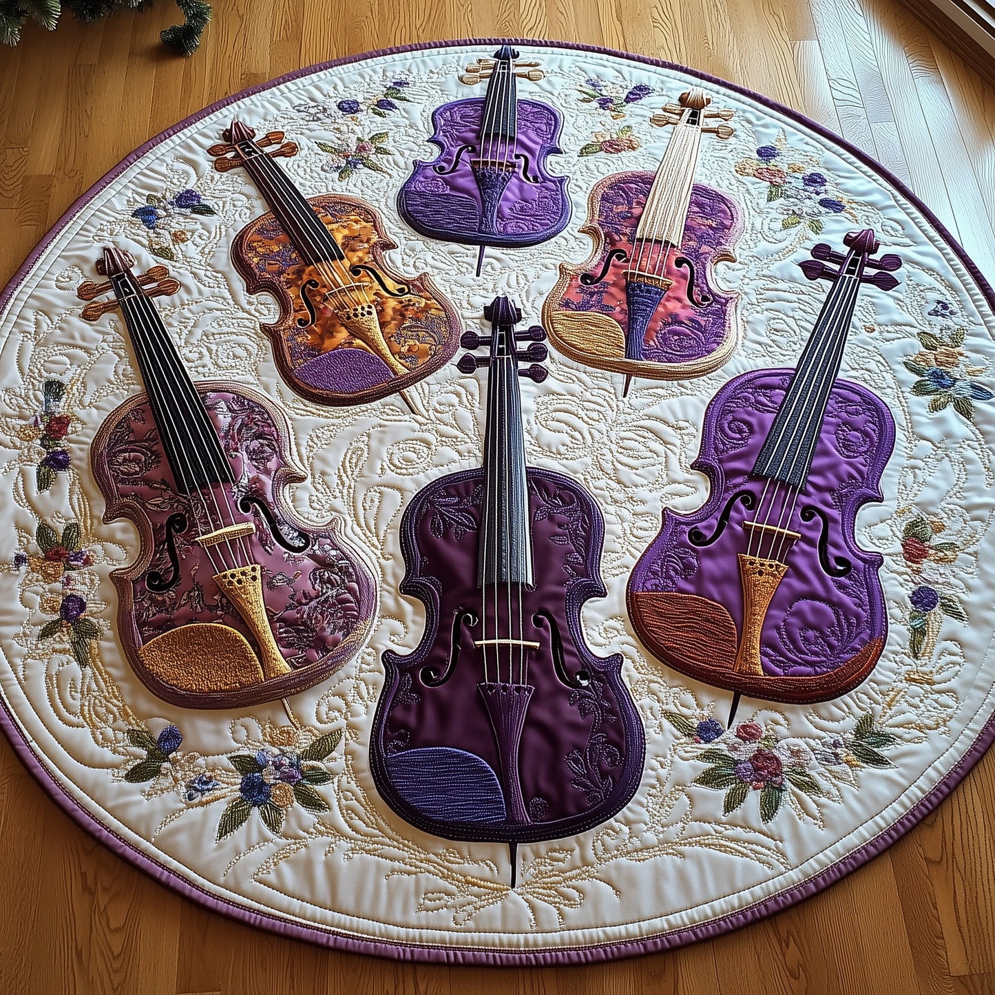 Vivid Purple Violins Quilted Round Mat GFTOTL2588